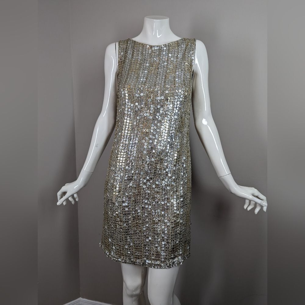 Alice + Olivia 2 Sequin Shift Dress – Size 2 – 100% Silk Lined